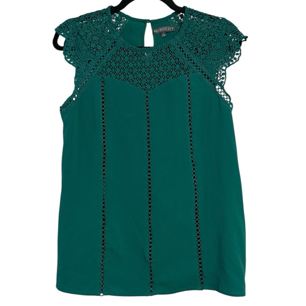 🖤 Brixon Ivy Green Lace Detail Blouse